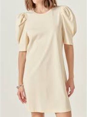 English Factory Cream Puff-Sleeve Mini Dress